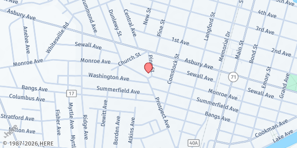 Map showing Deliverance Temple at 504 Prospect Avenue, Asbury Park, NJ