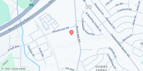 Map showing Camden County Board of Social Service - Ashland at 101 Woodcrest Road, Ashland, NJ