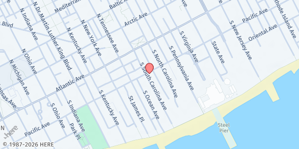 Map showing Asbury United Methodist Church at 1213 PACIFIC AVE., ATLANTIC CITY, NJ