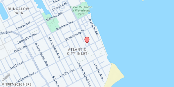 Map showing Grace Assembly of God at 201 Atlantic Avenue, Atlantic City, NJ