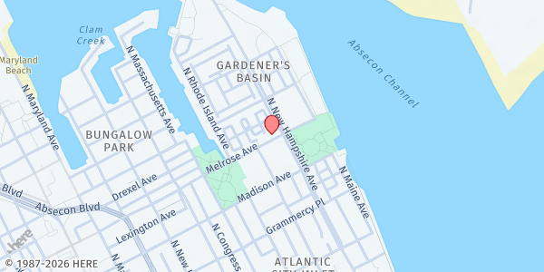 Map showing Mighty Writers Atlantic City at 211 Melrose Avenue, Atlantic City, NJ