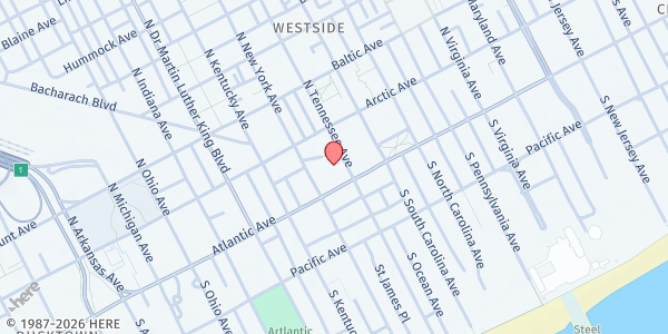 Map showing Pantry At The Plex - Healthplex at 1401 Atlantic Avenue, Atlantic City, NJ