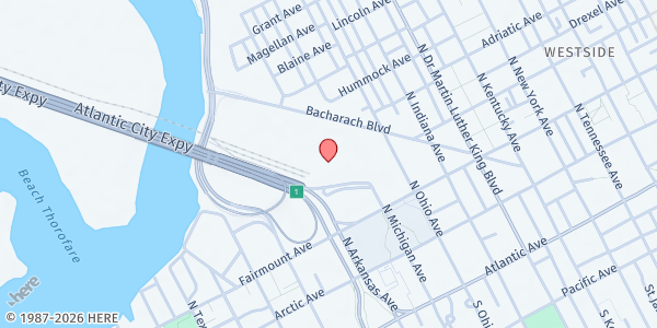 Map showing Salvation Army Atlantic City at 22 S Texas Ave, Atlantic City, NJ