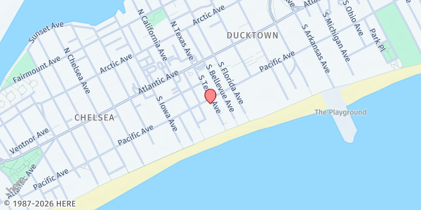 Map showing Salvation Army - Atlantic City at 22 S. Texas Ave., Atlantic City, NJ