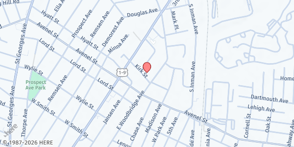Map showing 1st Presbyterian Church of Avenel at 621 E. Woodbridge Ave., Avenel, NJ