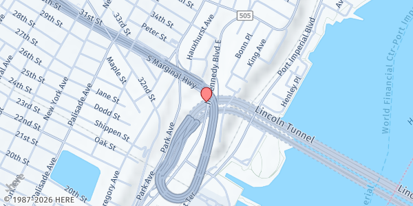 Map showing Beof-Bayonne Economic Opportunity Foundation at 555 Kennedy Boulevard, Bayonne, NJ