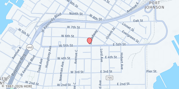 Map showing Highways at 155 Broadway, Bayonne, NJ
