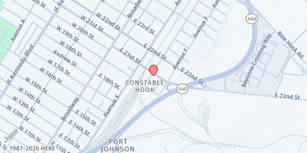 Map showing Impact Ministries - Bayonne at 100 E 22nd St, Bayonne, NJ