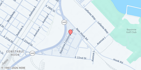 Map showing NJ Demo Pantry at 123 Bayonne Crossing Way, Bayonne, NJ
