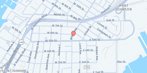 Map showing UIC- FLOW Program - Mobile Pantry Base at 170 Broadway, Bayonne, NJ