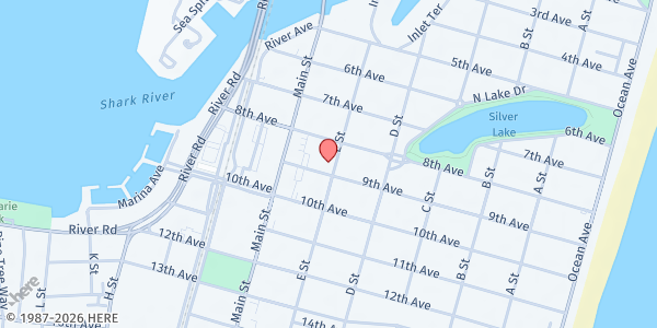 Map showing First Presbyterian Church of Belmar at 600 9th Avenue, Belmar, NJ