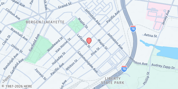 Map showing Assumption & All Saints Church at 312 Pacific Avenue, Bergen-Lafayette, NJ