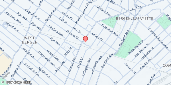 Map showing Christ the King Church at 768 Ocean Avenue, Bergen-Lafayette, NJ