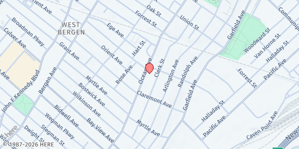 Map showing Faith Temple Baptist Church at 678 Ocean Avenue, Bergen-Lafayette, NJ