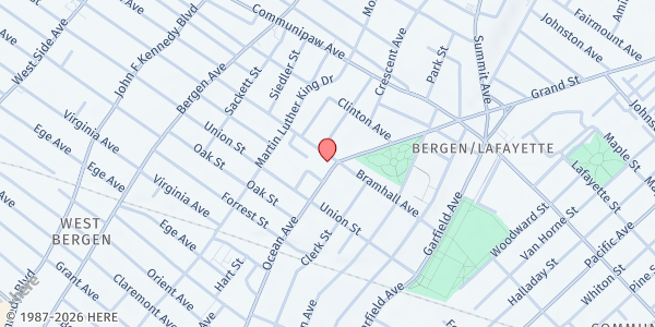Map showing Zion Cares Community Development Corp. at 525 Bramhall Avenue, Bergen-Lafayette, NJ