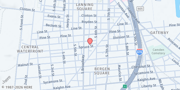 Map showing Faith Tabernacle Church at 553 Spruce Street, Bergen Square, NJ