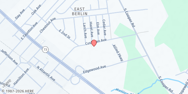 Map showing Green Grove Baptist Church at 240 Cushman Avenue, Berlin, NJ