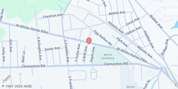 Map showing St. Vincent de Paul Pantry - St. Simon Stock at 157 West White Horse Pike, Berlin, NJ