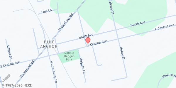 Map showing Cape Atlantic Poverty Task Force at 131 E. Central Ave, Blue Anchor, NJ