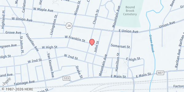 Map showing For My Good Work at 214 Church St, Bound Brook, NJ