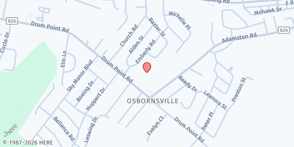 Map showing Osbornville Baptist Pantry at 366 Drum Point Road, Brick, NJ