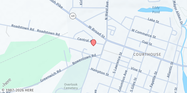 Map showing St. Vincent de Paul - Bridgeton at 46 CENTRAL AVENUE, BRIDGETON, NJ