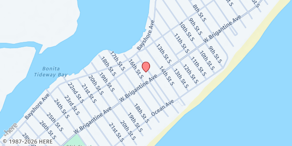 Map showing Community Presbyterian Church at 1501 W. Brigantine Ave., Brigantine, NJ