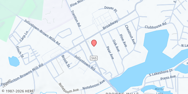 Map showing St. Ann's Church at 22 Trenton Road, Browns Mills, NJ