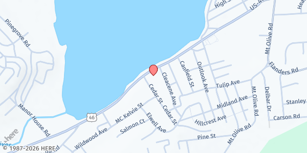 Map showing Abiding Peace Lutheran Church at 305 U.S. 46, Budd Lake, NJ