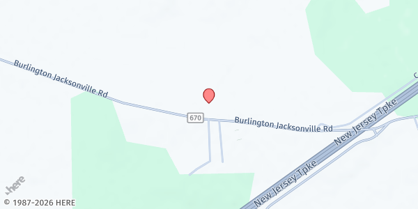 Map showing Life Gate Assembly of God at 1607 Jacksonville Road, Burlington, NJ