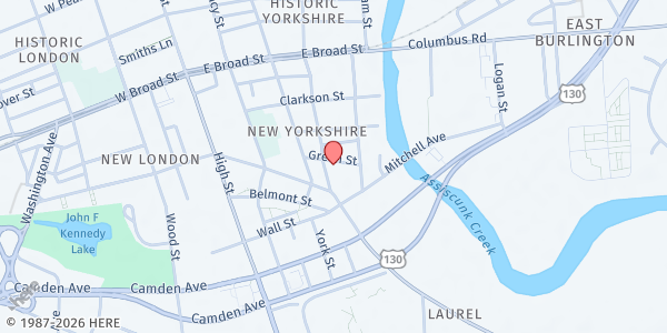 Map showing St Mary's St United Methodist Church at 483 Saint Mary Street, Burlington, NJ