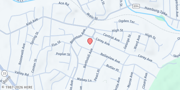 Map showing Butler United Methodist Church - Loaves and Fishes Food Pantry at 5 Bartholdi Avenue, Butler, NJ