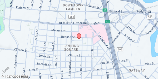 Map showing Branch Village - Center For Family Service at 1800 S 9th St, Camden, NJ