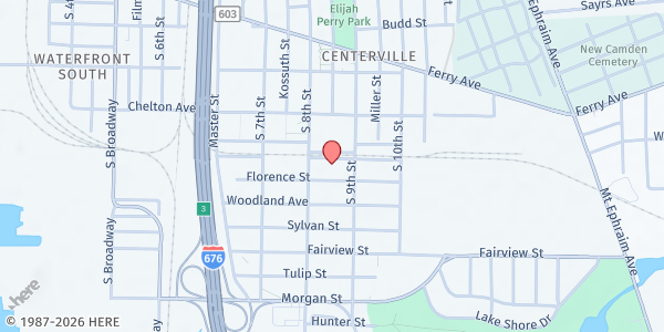 Map showing Community Farmers Market at HB Wilson at 2250 S 8th St, Camden, NJ