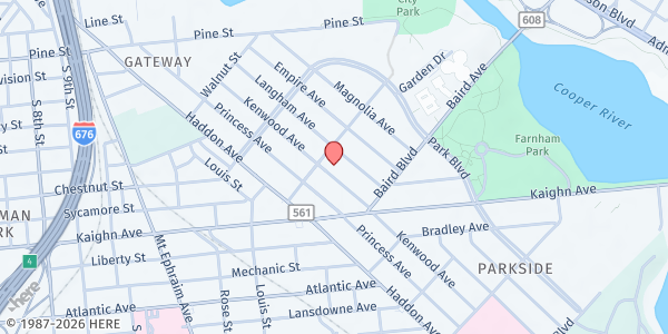 Map showing Little Rock Baptist Church at 1210 Kenwood Avenue, Camden, NJ