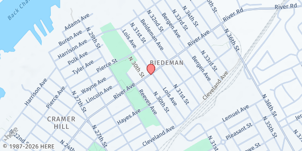 Map showing St. Andrew Church at 3050 River Road, Camden, NJ