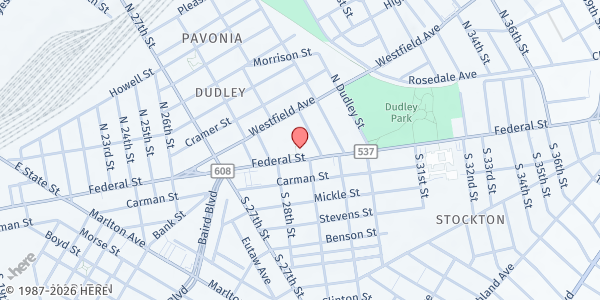 Map showing St. Joseph Pro-Cathedral at 2907 Federal Street, Camden, NJ