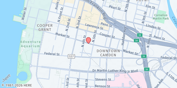 Map showing St. Paul's Episcopal Church at 422 Market Street, Camden, NJ