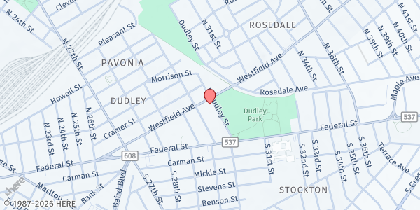 Map showing St. Wilfred's Food Pantry at 83 N. Dudley St., Camden, NJ