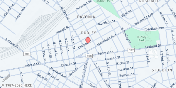 Map showing Your Food Shelf at 1865 Harrison Ave, Camden, NJ