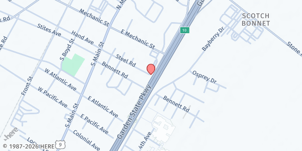 Map showing Our Lady of the Angels Food Pantry at 400 Steel Rd., Cape May Courthouse, NJ