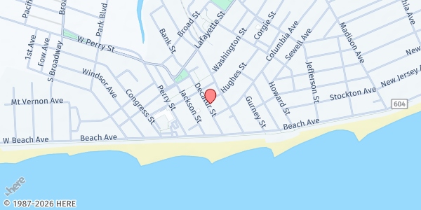 Map showing Community Food Closet at 500 Hughes Street, Cape May, NJ