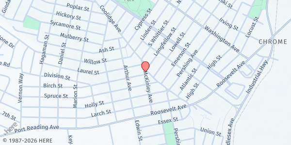 Map showing Calvary Baptist Church-Reflections of God the Way Food Pantry at 38 McKinley Ave, Carteret, NJ