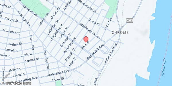 Map showing St Joseph's Food Pantry at 55 High St, Carteret, NJ