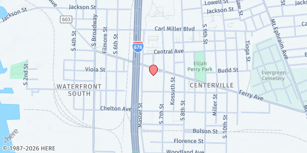 Map showing Antioch Baptist Church at 700 Ferry Avenue, Centerville, NJ