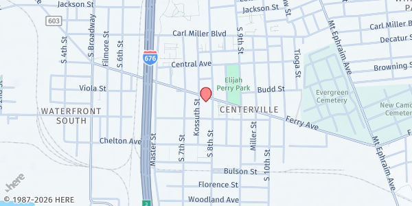 Map showing Ferry Avenue United Methodist Church at 768 Ferry Avenue, Centerville, NJ