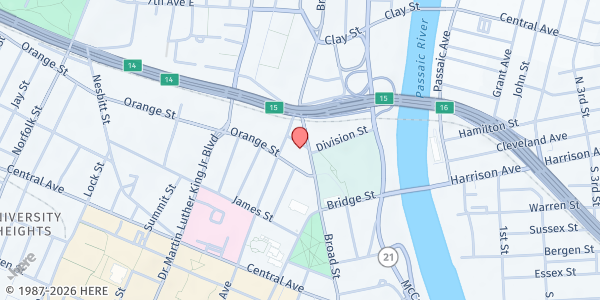 Map showing Focus Hispanic Center For Community Development at 441-443 Broad Street, Central Ward, NJ