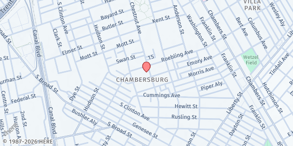 Map showing Samuel Naples Senior Center at 611 Chestnut Avenue, Chambersburg, NJ
