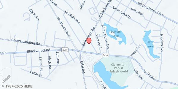 Map showing Wooster Towers in Clementon at 22 Gibbsboro Road, Clementon, NJ