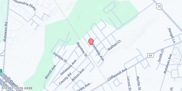 Map showing Providence Baptist Pantry at 49 Kennedy Avenue, Cliffwood, NJ